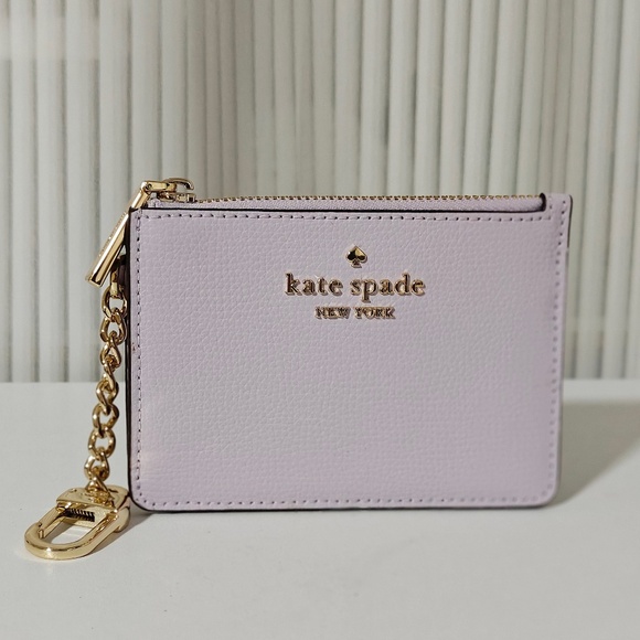 New Kate Spade Key Ring Leather Card Case /Holder Light Frozen Lilac KN869 $129 - Picture 1 of 3